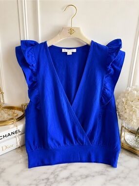 Monteau Royal Blue Ruffle V-Neck Camisole